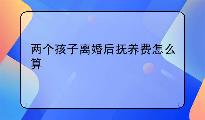两个孩子离婚后抚养费怎么算