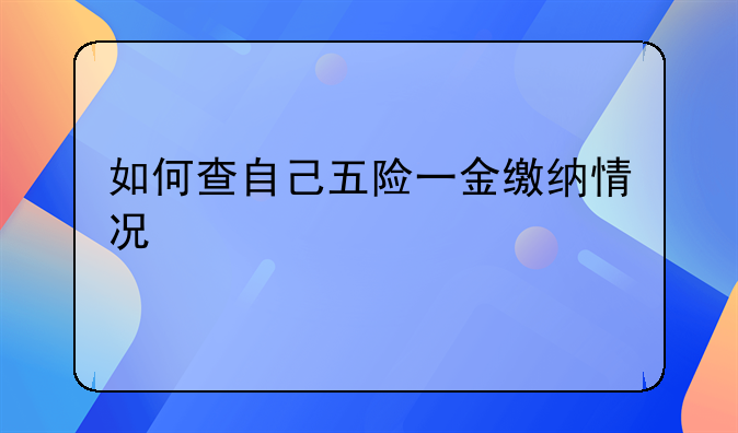 如何查自己五险一金缴纳情况