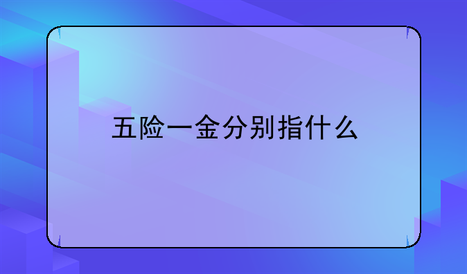 五险一金分别指什么