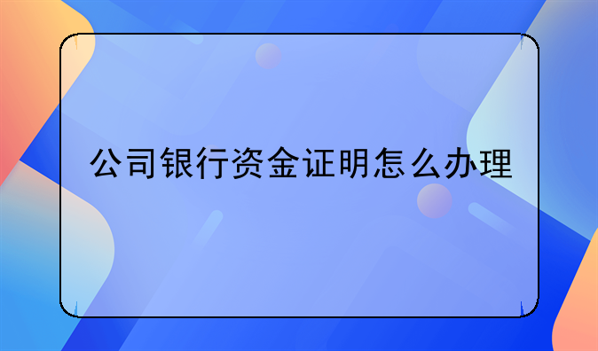 公司银行资金证明怎么办理