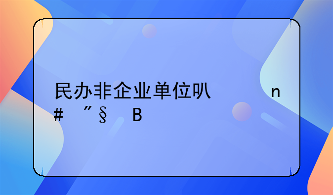 民办非企业单位可以盈利吗