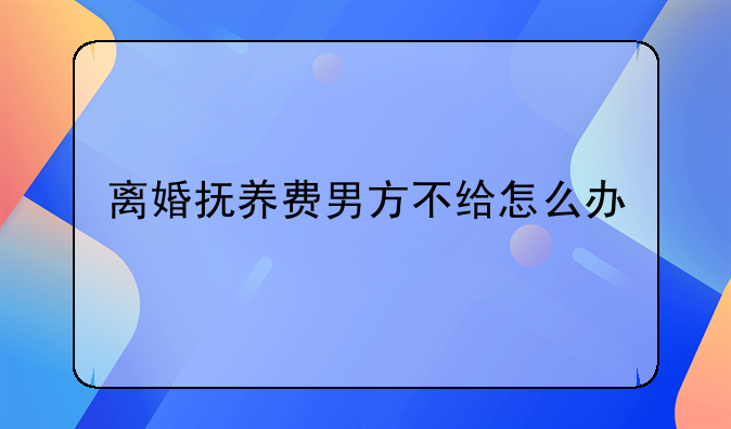 离婚抚养费男方不给怎么办