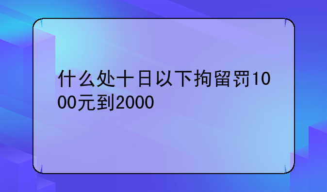 什么处十日以下拘留罚1000元到2000