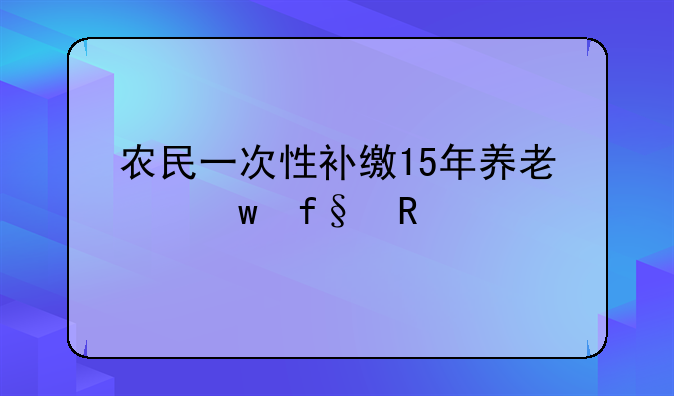 农民一次性补缴15年养老保险政策