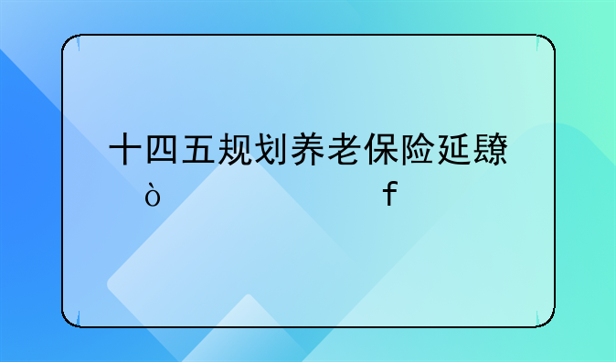 十四五规划养老保险延长缴费年限