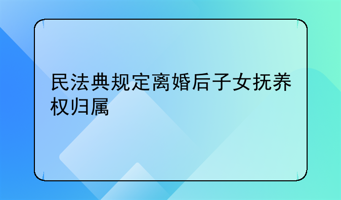 民法典规定离婚后子女抚养权归属