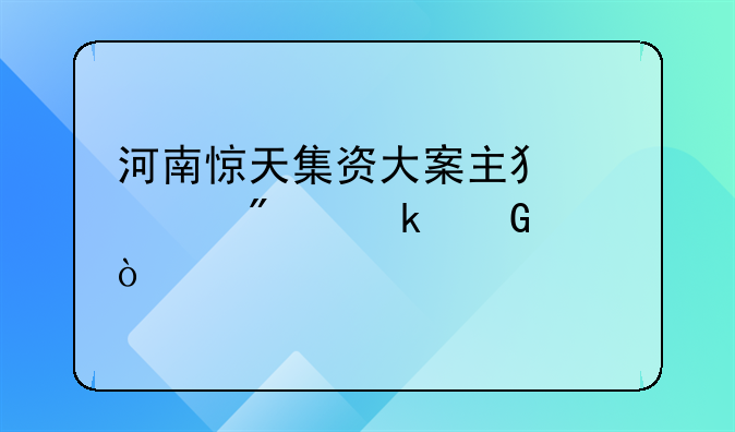 河南惊天集资大案主犯被判多少年？