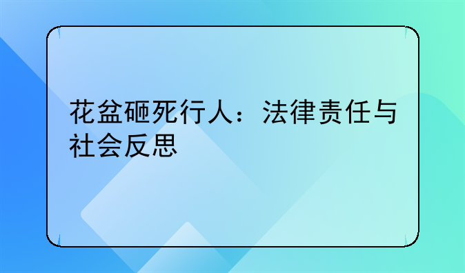 花盆砸死行人：法律责任与社会反思