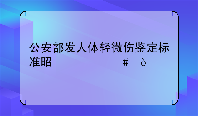 公安部发人体轻微伤鉴定标准是什么？
