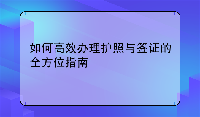 如何高效办理护照与签证的全方位指南