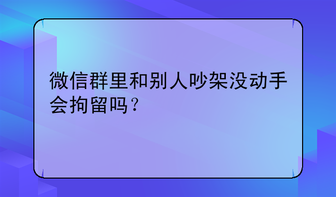 微信群里和别人吵架没动手会拘留吗？