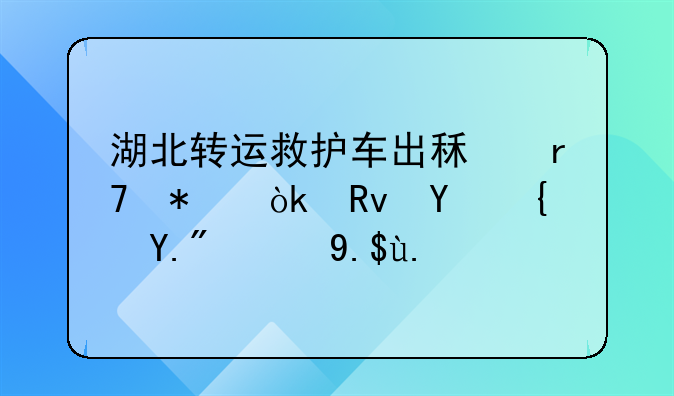 湖北转运救护车出租服务：生命线上的专业守护