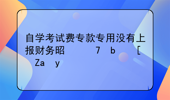 自学考试费专款专用没有上报财务是不是小金库