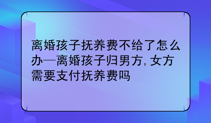 离婚孩子抚养费不给了怎么办—离婚孩子归男方,女方需要支付抚养费吗