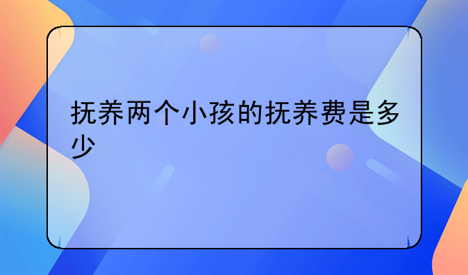 抚养两个小孩的抚养费是多少