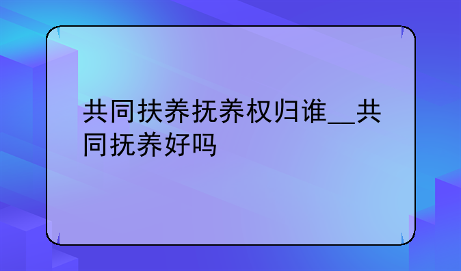 共同扶养抚养权归谁__共同抚养好吗